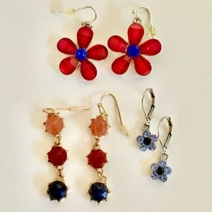 Set of 3 Pairs of Colorful Earrings